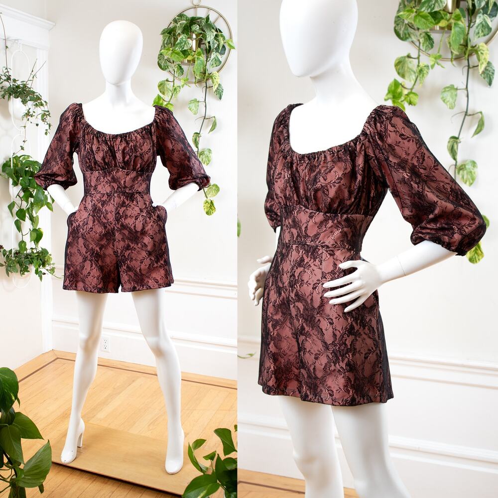 NWT Vixen by MICHELINE PITT Black Lace "Vacation Playsuit" Pin Up Romper XL